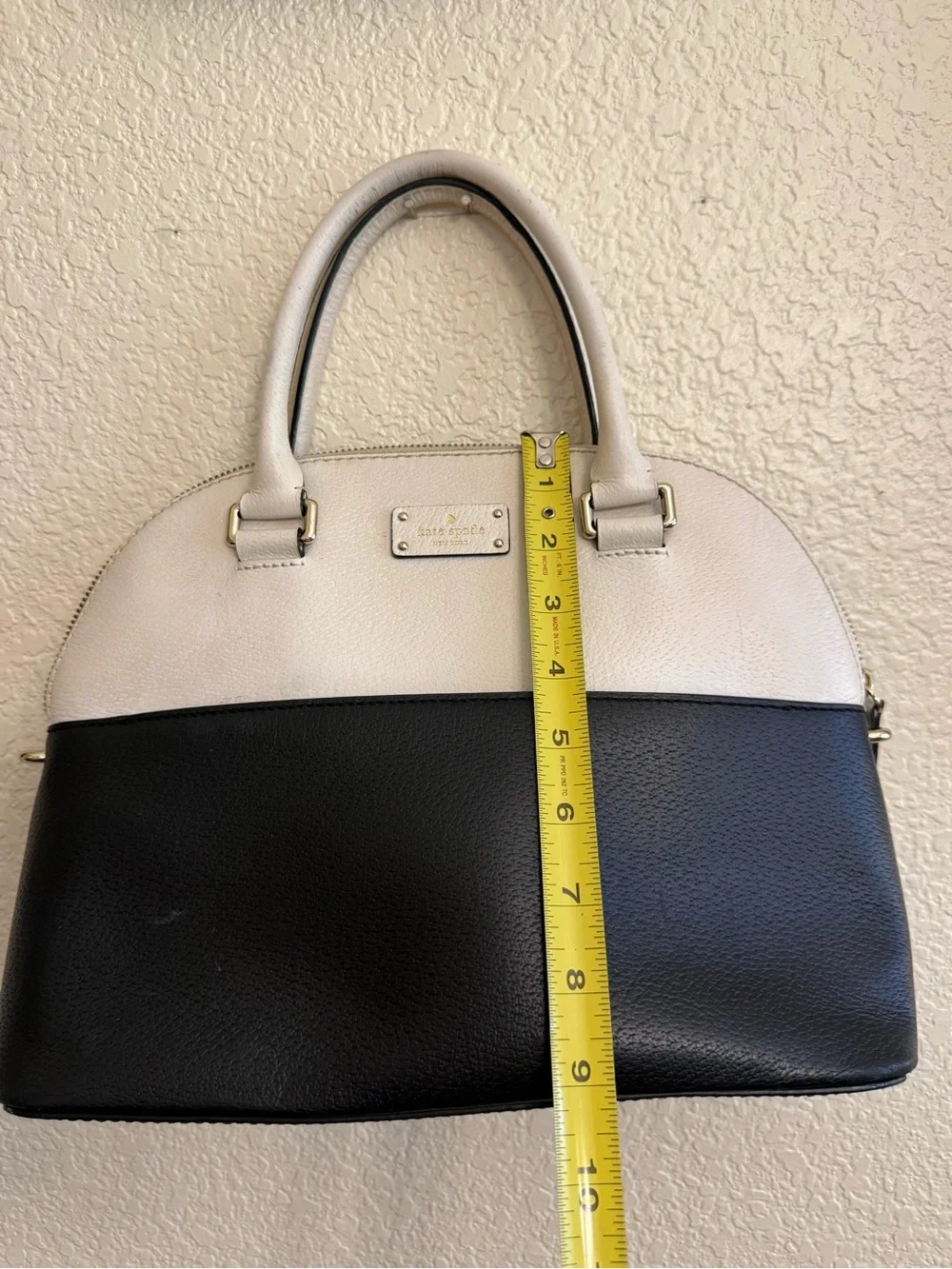 Kate Spade Black and Cream Dome Satchel with Gold Accent
